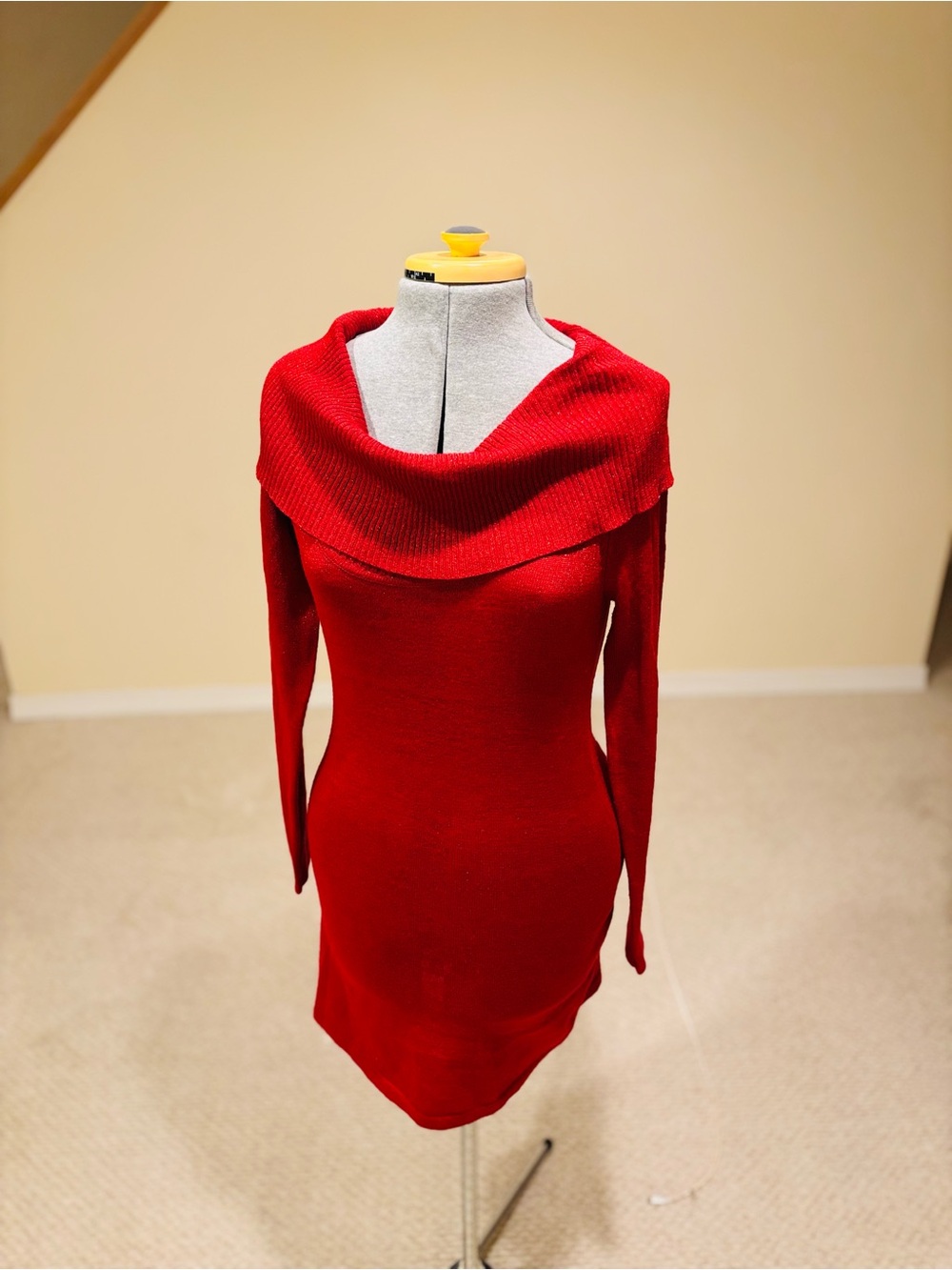 Energie Red Cowl Neck Sweater Dress